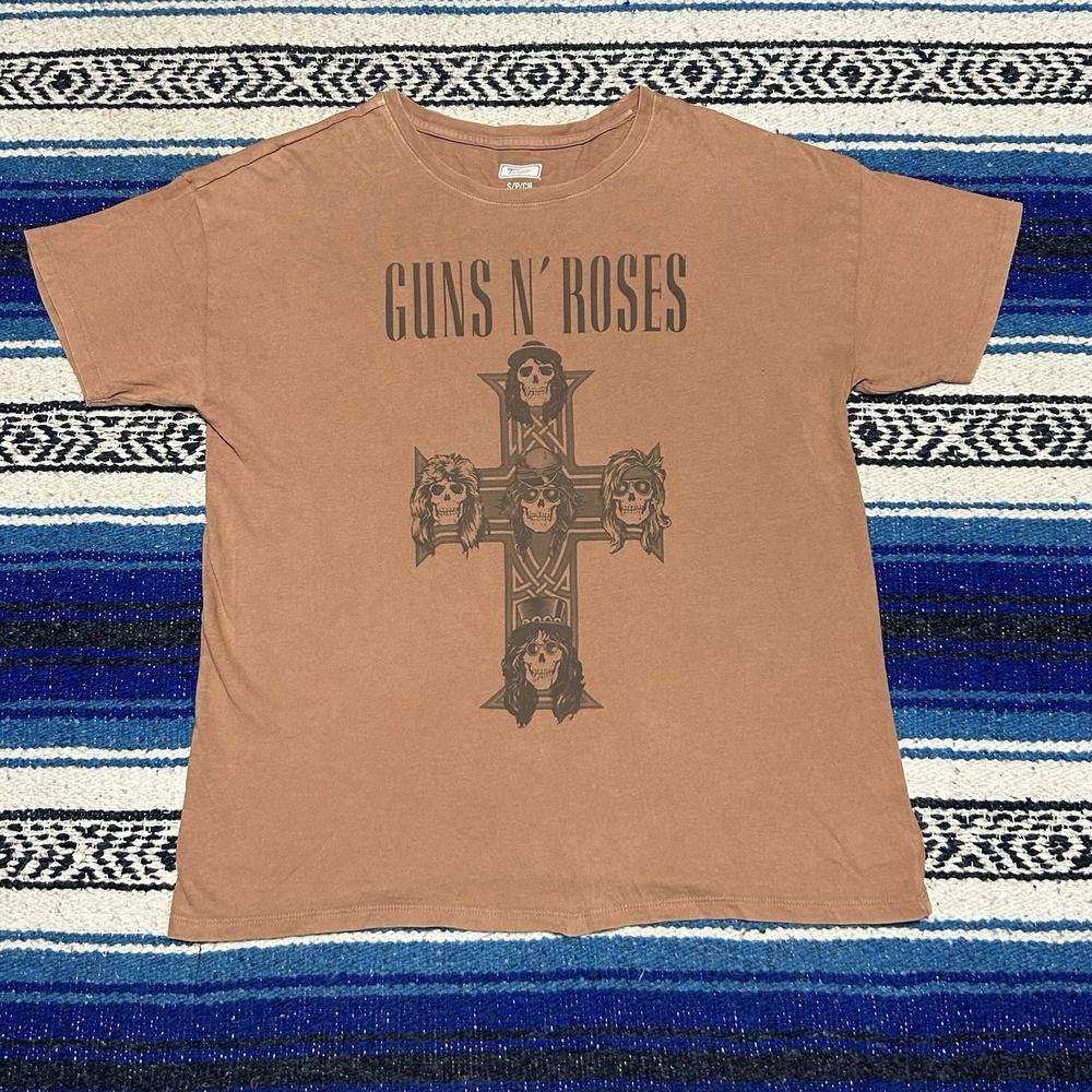 Guns N Roses T Shirt Women's Small Brown Skull Cross Graphic Tailgate 2019